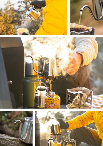 CAMPINGMOON Camping Kettle Coffee Pot – Mini Kettle, Drip Pot, 530cc Capacity, Stainless Steel 304, One-Piece Construction, Direct Fire Compatible SW-3 in Saudi Arabia