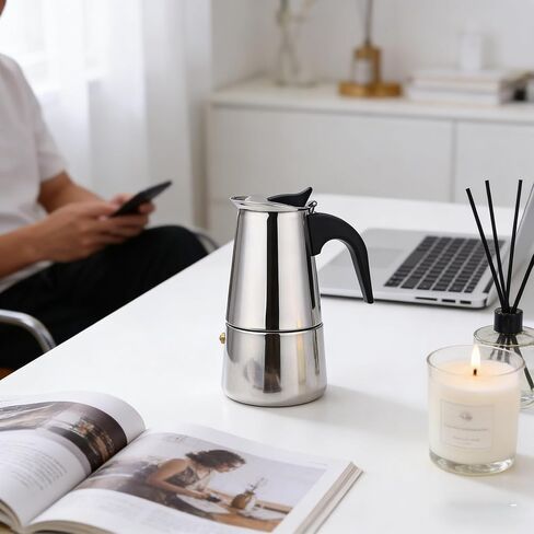 1PCS Stainless Steel Coffee Urns - Mocha Espresso Latte Percolator Stove Coffee Maker - Drink Tool in Saudi Arabia