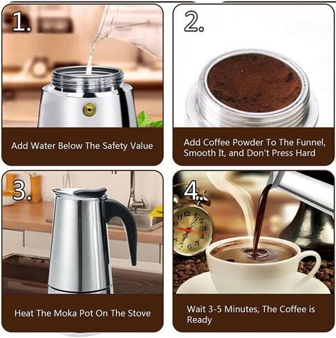1PCS Stainless Steel Coffee Urns - Mocha Espresso Latte Percolator Stove Coffee Maker - Drink Tool in Saudi Arabia
