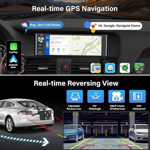 ستيريو سيارة LSLYA أحادي الدين مع Apple CarPlay وAndroid Auto اللاسلكي - خرج 240 وات، 2 منافذ مضخم صوت، 4 قنوات RCA، USB، بلوتوث، SWC، دعم الكاميرا الأمامية والنسخ الاحتياطي - حجم DIN فردي قياسي in Kuwait