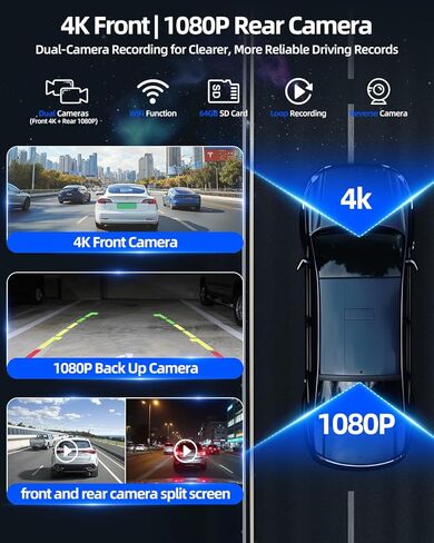 شاشة Apple CarPlay مقاس 11.5 بوصة للسيارة، تشغيل السيارة المحمول وستيريو السيارة بشاشة تعمل باللمس بنظام Android التلقائي مع التحكم في التطبيق، كاميرا داش كام 4K 1080P، كاميرا احتياطية 1080P، نظام تحديد المواقع العالمي (GPS)، التحكم الصوتي، وصلة مرآة FM ل in Saudi Arabia