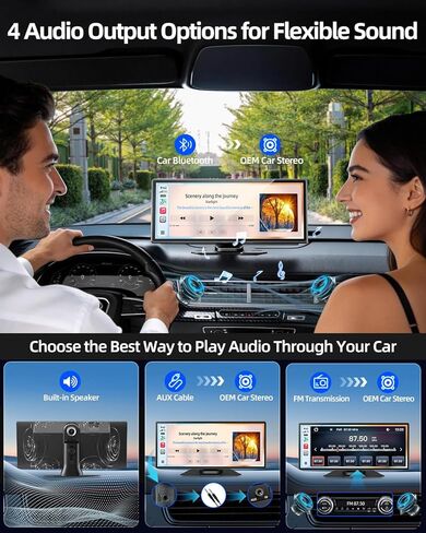 شاشة Apple CarPlay مقاس 11.5 بوصة للسيارة، تشغيل السيارة المحمول وستيريو السيارة بشاشة تعمل باللمس بنظام Android التلقائي مع التحكم في التطبيق، كاميرا داش كام 4K 1080P، كاميرا احتياطية 1080P، نظام تحديد المواقع العالمي (GPS)، التحكم الصوتي، وصلة مرآة FM ل in Saudi Arabia
