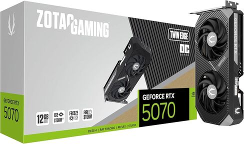 ZOTAC Gaming GeForce RTX 5070 Twin Edge OC DLSS 4 12GB GDDR7 192-bit 28 Gbps PCIE 5.0 بطاقة رسومات الألعاب، IceStorm 2.0 Cooling، SFF-Ready، ZT-B50700H-10A in Saudi Arabia