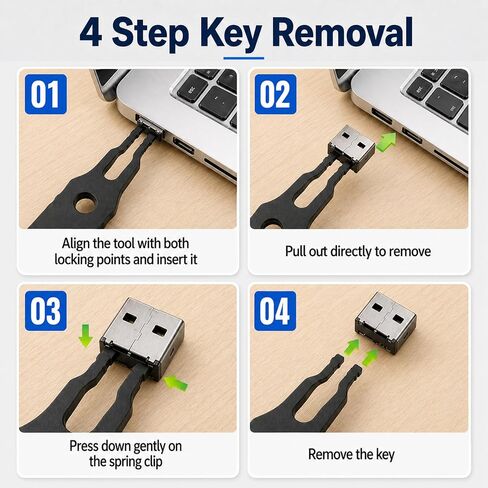 PortPlugs USB-A Port Blocker 10 Pack مع مفتاح، نظام قفل ثنائي النقاط، أقفال معدنية من سبائك الزنك تمنع الوصول غير المصرح به وسرقة البيانات، أمان عالي لأجهزة الكمبيوتر المحمولة وأجهزة الكمبيوتر المكتبية ومحطات العمل، أسود in Kuwait