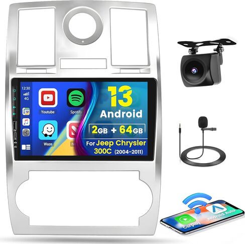 Android 13 Car Stereo 2G+32G for Jeep Chrysler 300C 2004-2011 Radio with Apple CarPlay Android Auto,9 Inch Touch Screen with Mirror Link Bluetooth HiFi GPS Navigation WiFi AHD Backup Camera Mic in Saudi Arabia
