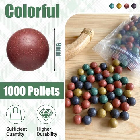 1000 Pcs 3/8 Inch Slingshot Ammo Bulk, Multicolor Biodegradable Clay Sling Shot Ammo Balls for Shooting Target Practice (Black, Dark Red, Yellow, Green) in Kuwait