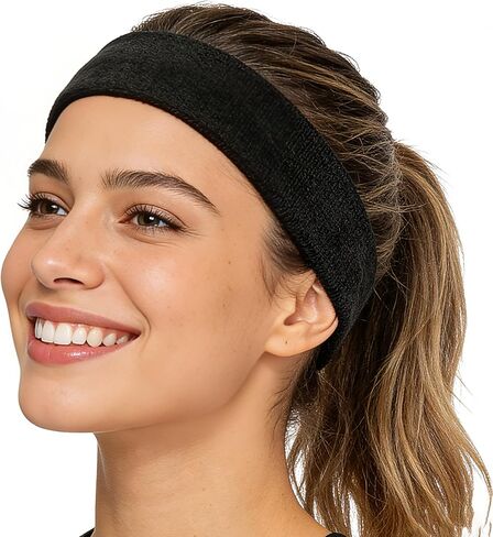 Black 1 Inch Elastic Sports Bicep Band Moisture Wicking Sweatband Armband for Football Running Soccer and Workout in Saudi Arabia