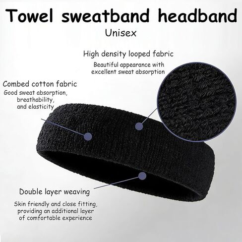 Black 1 Inch Elastic Sports Bicep Band Moisture Wicking Sweatband Armband for Football Running Soccer and Workout in Saudi Arabia