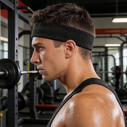 Black 1 Inch Elastic Sports Bicep Band Moisture Wicking Sweatband Armband for Football Running Soccer and Workout in Saudi Arabia