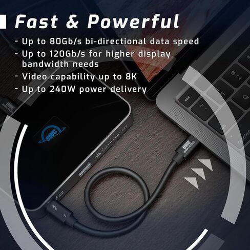 OWC 2M Thunderbolt 5 (USB-C) Cable,up to 80Gb/s of bi-Directional Data Speed, up to 120Gb/s for Higher Display Bandwidth, 240W in Saudi Arabia