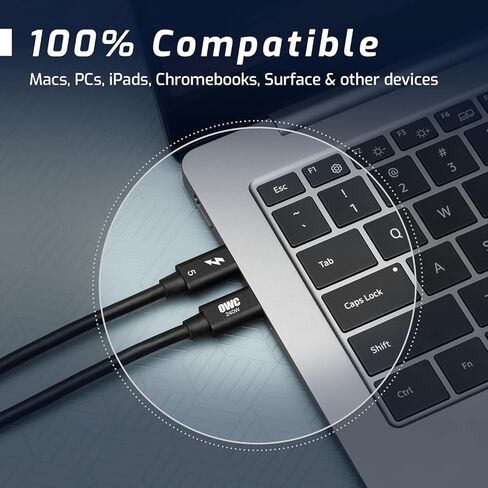 OWC 2M Thunderbolt 5 (USB-C) Cable,up to 80Gb/s of bi-Directional Data Speed, up to 120Gb/s for Higher Display Bandwidth, 240W in Saudi Arabia