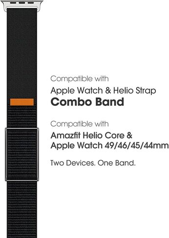 Nylon Sport Band Compatible with Amazfit Helio Strap Apple Watch Combo Band, Adjustable Fitness Wristband with Metal Bumper Case for Helio Strap & iWatch 44/45/46/49mm in Saudi Arabia