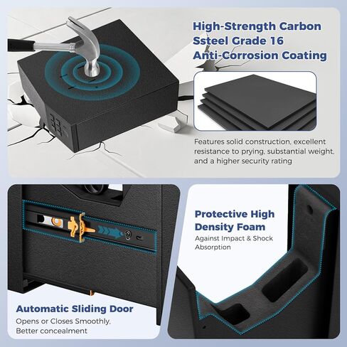 Biometric Gun Safe for Handgun, 0.1 Seconds Quick Access Auto Sliding Door Slider Pistol Safe, Fingerprint Bedside Nightstand Wall Gun Safe Mounted Lock Case, for Home Bed Side Desk Office in Saudi Arabia