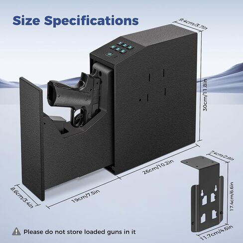 Biometric Gun Safe for Handgun, 0.1 Seconds Quick Access Auto Sliding Door Slider Pistol Safe, Fingerprint Bedside Nightstand Wall Gun Safe Mounted Lock Case, for Home Bed Side Desk Office in Saudi Arabia