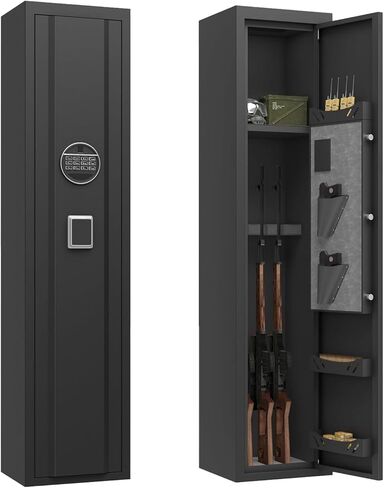 Heavy-Duty 3-5 Gun Safe for Rifles and Pistols, Gun Cabinet with Removable Racks for Home, Gun Storage Locker with Electronic Lock & LED Alarm Light, Fully Assembled Rifle Safe, 52’H in Saudi Arabia