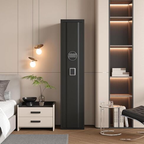 Heavy-Duty 3-5 Gun Safe for Rifles and Pistols, Gun Cabinet with Removable Racks for Home, Gun Storage Locker with Electronic Lock & LED Alarm Light, Fully Assembled Rifle Safe, 52’H in Saudi Arabia