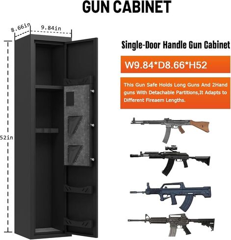 Heavy-Duty 3-5 Gun Safe for Rifles and Pistols, Gun Cabinet with Removable Racks for Home, Gun Storage Locker with Electronic Lock & LED Alarm Light, Fully Assembled Rifle Safe, 52’H in Saudi Arabia