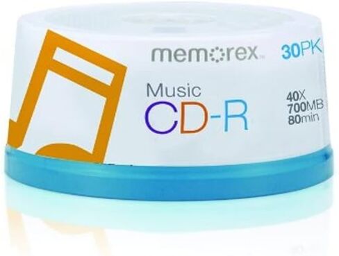 Memorex 15404001 Music CD-R DA، 80 دقيقة، 700 ميجابايت 40x (30 حزمة عمود دوران) in Saudi Arabia