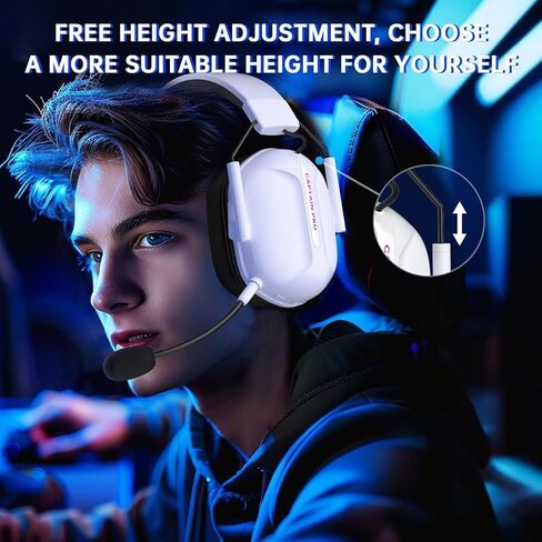 RYR Wireless Gaming Headset for Xbox Series X|S, Xbox One, PC, PS5/4, Mac, Mobile, Switch, 3D Surround Sound, Bluetooth 5.3, 60H Battery, Gaming Headphones with Detachable Noise Canceling Mic-White in Saudi Arabia