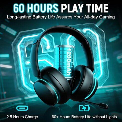 YPBDAN MD33 Wireless Gaming Headset for Xbox Series X|S, Xbox One, PS5, PC – 60H Playtime Bluetooth Headphones with Noise Canceling Mic, 3D Surround in Saudi Arabia
