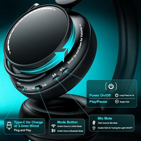 YPBDAN MD33 Wireless Gaming Headset for Xbox Series X|S, Xbox One, PS5, PC – 60H Playtime Bluetooth Headphones with Noise Canceling Mic, 3D Surround in Saudi Arabia