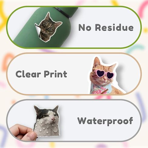 100 Pcs Cat Stickers, Funny Cat Meme for Water Bottles Laptop Scrapbook, Cute Vinyl Kitten Sticker Pack for Kids Adults Teens, Journaling Vision Board Supplies in Saudi Arabia