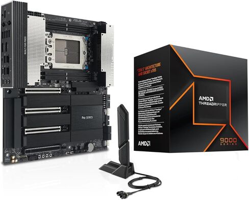 MICRO CENTER AMD Ryzen Threadripper 9970X CPU Processor with ASUS Pro WS TRX50-SAGE WiFi A sTR5 CEB Workstation Motherboard (Robust 20 Power-Stage Design, USB4, Multi-GPU Support) in Saudi Arabia