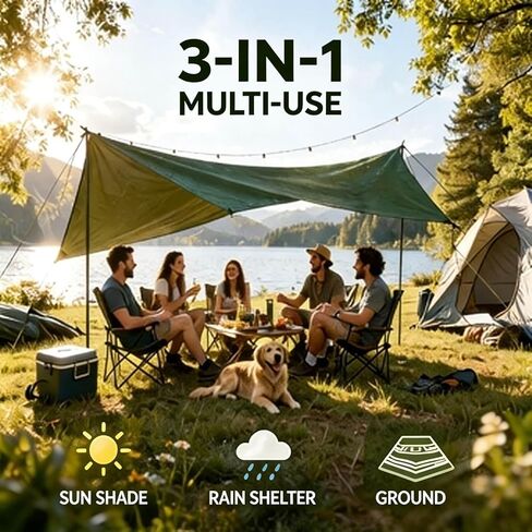 Waterproof Camping Tarp Tent Hammock Rain Fly, Mutifunctional Tent Footprint Lightweight Tarp for Camping, Hiking and Survival Shelter in Saudi Arabia