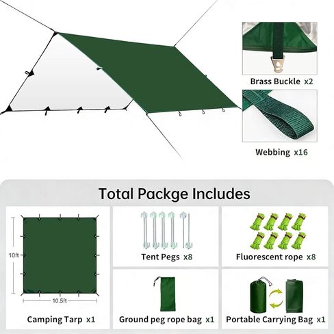Waterproof Camping Tarp Tent Hammock Rain Fly, Mutifunctional Tent Footprint Lightweight Tarp for Camping, Hiking and Survival Shelter in Saudi Arabia