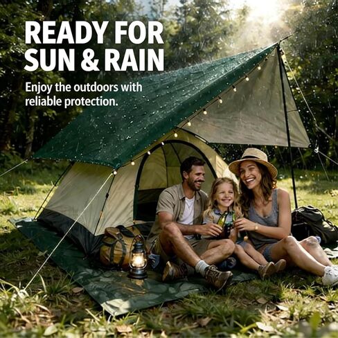 Waterproof Camping Tarp Tent Hammock Rain Fly, Mutifunctional Tent Footprint Lightweight Tarp for Camping, Hiking and Survival Shelter in Saudi Arabia