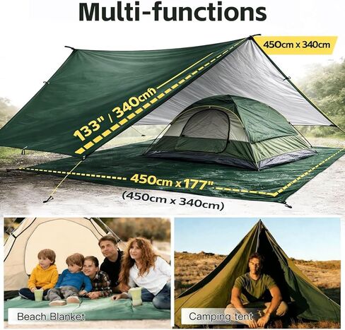 Waterproof Camping Tarp Tent Hammock Rain Fly, Mutifunctional Tent Footprint Lightweight Tarp for Camping, Hiking and Survival Shelter in Saudi Arabia