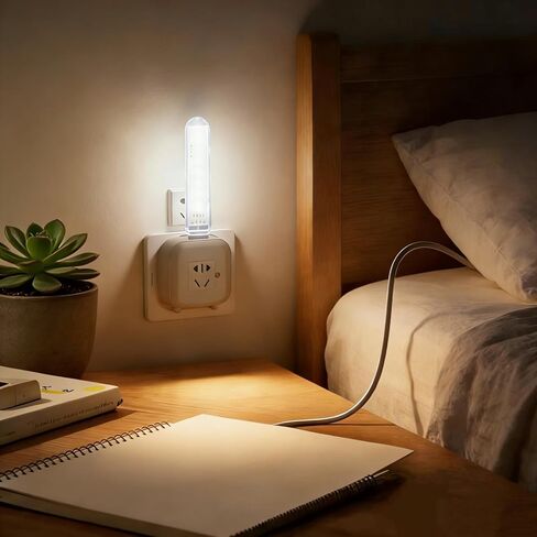 3Pcs Portable USB LED Night Reading Light - Mini Double-Sided Plug-in Lamp with 8 Lamp Beads, Energy-Saving Compact Lighting for Bedtime Reading, Power Bank, Laptop, Travel & Camping in Saudi Arabia