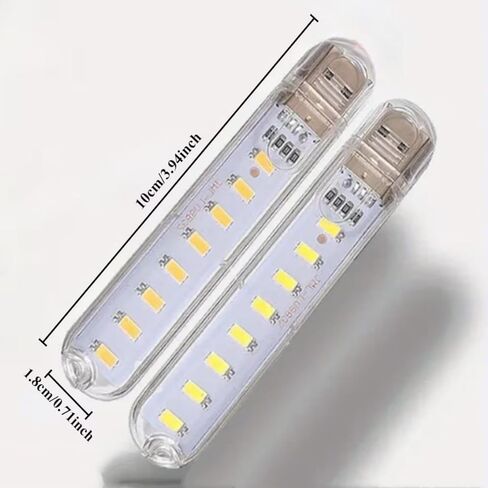 3Pcs Portable USB LED Night Reading Light - Mini Double-Sided Plug-in Lamp with 8 Lamp Beads, Energy-Saving Compact Lighting for Bedtime Reading, Power Bank, Laptop, Travel & Camping in Saudi Arabia
