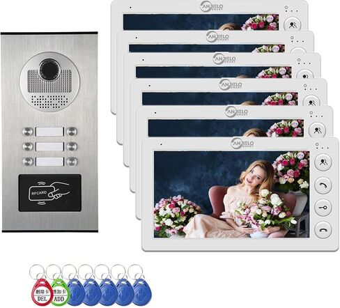 Video Apartment Intercom System,7 inch Monitor Wired Video Door Phone Kit,Monitor can be Added,Indoor Outdoor Video Doorbell,ID Keyfobs Unlock,2 Way Audio for Home Apartment in Saudi Arabia