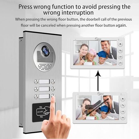 Video Apartment Intercom System,7 inch Monitor Wired Video Door Phone Kit,Monitor can be Added,Indoor Outdoor Video Doorbell,ID Keyfobs Unlock,2 Way Audio for Home Apartment in Saudi Arabia