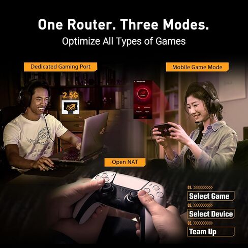 راوتر ASUS TUF Gaming BE6500 WiFi 7 - ثنائي النطاق، لاسلكي بسرعة تصل إلى 6.5 جيجابت في الثانية، مسرع الألعاب، تشغيل متعدد الارتباطات (MLO)، (x4) منافذ 2.5 جيجابت، متوافق مع شبكة + VPN، وأمن شبكة بدون اشتراك in Saudi Arabia