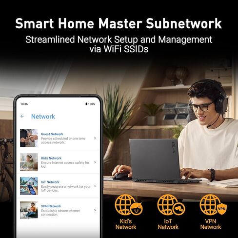 راوتر ASUS TUF Gaming BE6500 WiFi 7 - ثنائي النطاق، لاسلكي بسرعة تصل إلى 6.5 جيجابت في الثانية، مسرع الألعاب، تشغيل متعدد الارتباطات (MLO)، (x4) منافذ 2.5 جيجابت، متوافق مع شبكة + VPN، وأمن شبكة بدون اشتراك in Saudi Arabia