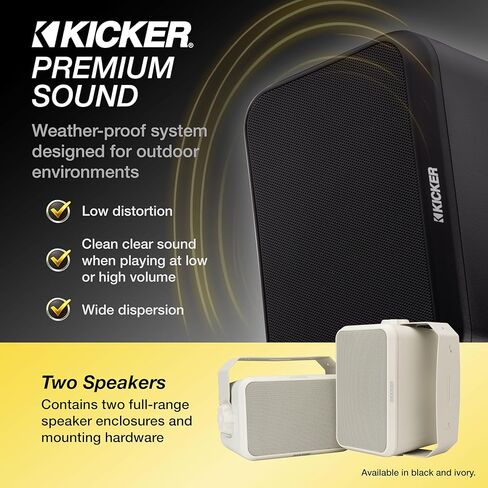 KICKER Outdoor Audio 6″ Indoor Outdoor Speakers (52OA6B) – Weatherproof, UV-Resistant Wall or Ceiling Mount Speakers with Polyethylene-Mica Woofer Black in Saudi Arabia