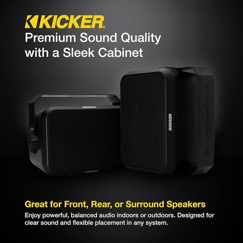 KICKER Outdoor Audio 6″ Indoor Outdoor Speakers (52OA6B) – Weatherproof, UV-Resistant Wall or Ceiling Mount Speakers with Polyethylene-Mica Woofer Black in Saudi Arabia