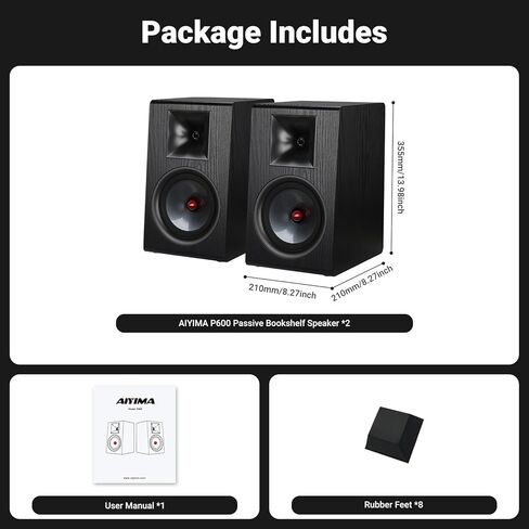 AIYIMA P600 مكبرات صوت على رف الكتب مقاس 6.5 بوصة لسطح المكتب، تصميم مائل 6 درجات ومكبر صوت من ألياف الكربون ومكبر صوت حريري القرن، مكبر صوت سلبي ثنائي الاتجاه 30 هرتز -20 كيلو هرتز لمضخم صوت استريو منزلي in Saudi Arabia