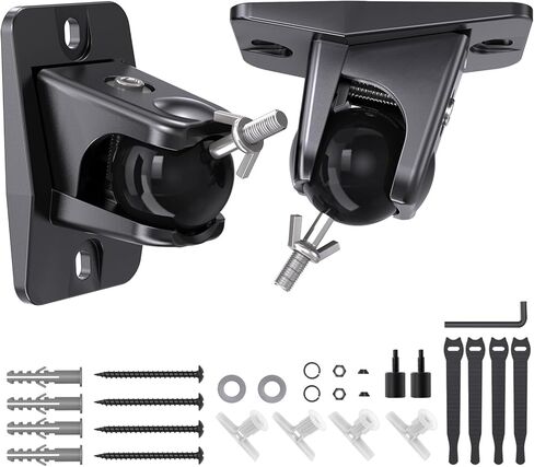 Speaker Wall & Ceiling Mount, Universal Bracket for Small Rear Satellite Surround Sound Speakers with 1/4"-20, M5 M4 Thread & Keyhole, Holds up to 11 lbs, Works with Roku, Samsung Q990D and More in Saudi Arabia