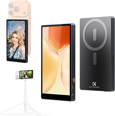 K&F CONCEPT 5" Selfie Monitor Screen, Wireless 4K/1080p Magnetic Vlog Back Camera Monitor, Selfie Monitor with 164ft Range, P2P Wireless, Compatible with iPhone & Android, for Content Creator in Kuwait