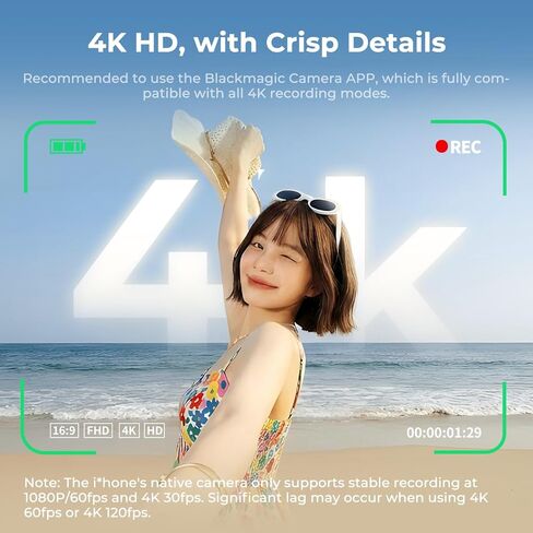 K&F CONCEPT 5" Selfie Monitor Screen, Wireless 4K/1080p Magnetic Vlog Back Camera Monitor, Selfie Monitor with 164ft Range, P2P Wireless, Compatible with iPhone & Android, for Content Creator in Kuwait