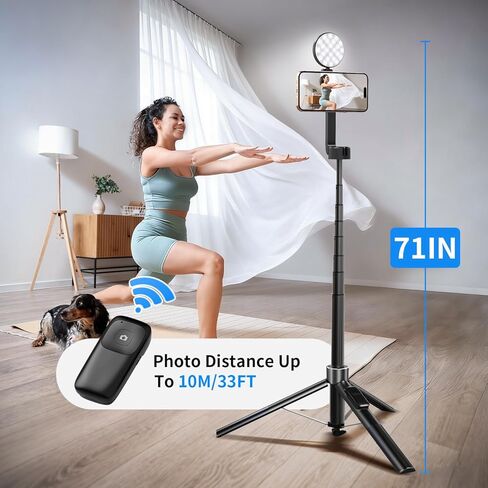 yAyusi 3-in-1 Magnetic Vlogging Kit for iPhone/Android, YouTube Starter Kit, Magnetic Tripod/Microphone/Remote Control, 71" Selfie Stick with Light for YouTube Starter Content Creator Essentials Kit in Saudi Arabia