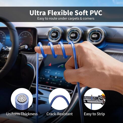 18 Gauge AWG Stranded Primary Remote Hookup Wire 50 FT, Single Conductor CCA Low Voltage Electrical Power/Ground Cable, Easy to Peel for Car Audio Amp Relay LED Automotive, DIY-Blue in Saudi Arabia