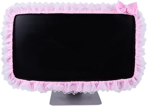CREATCABIN 23 ''-26'' غطاء شاشة كمبيوتر لطيف مع ربطة عنق من الدانتيل الوردي شاشة الكمبيوتر غطاء واقي شاشة مرنة ضد الغبار عرض فروي Bowknot الديكور حامي للكمبيوتر اللوحي الكمبيوتر المحمول التلفزيون in Kuwait