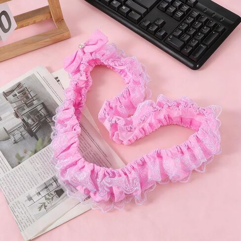 22"-28" Cute Monitor Cover, Lovely Computer Monitors Covers with Bow-Knot, Pink Computer Monitor Decor, Dust Cover Protector, Lace Fabric, Pink in Saudi Arabia