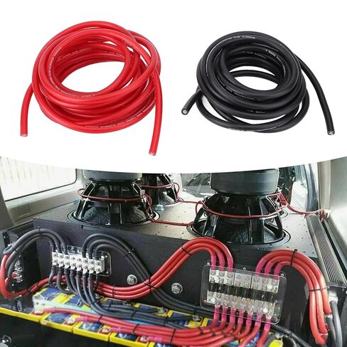 Keenso Power Cable, 4AWG 20ft Power Cable with Line Tail Heat Shrink Tube Black Red Flexible Ground Wire Kit for Car Radio Speaker in Saudi Arabia