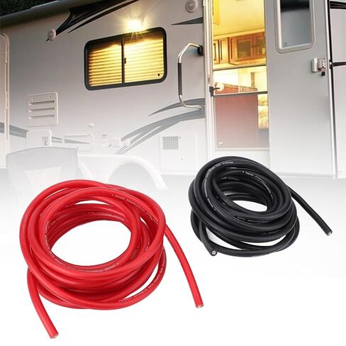 Keenso Power Cable, 4AWG 20ft Power Cable with Line Tail Heat Shrink Tube Black Red Flexible Ground Wire Kit for Car Radio Speaker in Saudi Arabia