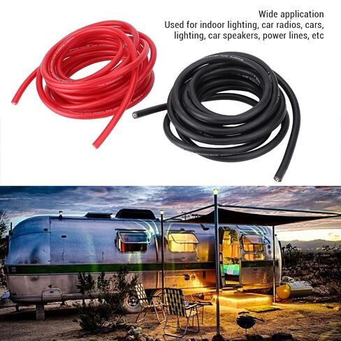 Keenso Power Cable, 4AWG 20ft Power Cable with Line Tail Heat Shrink Tube Black Red Flexible Ground Wire Kit for Car Radio Speaker in Saudi Arabia